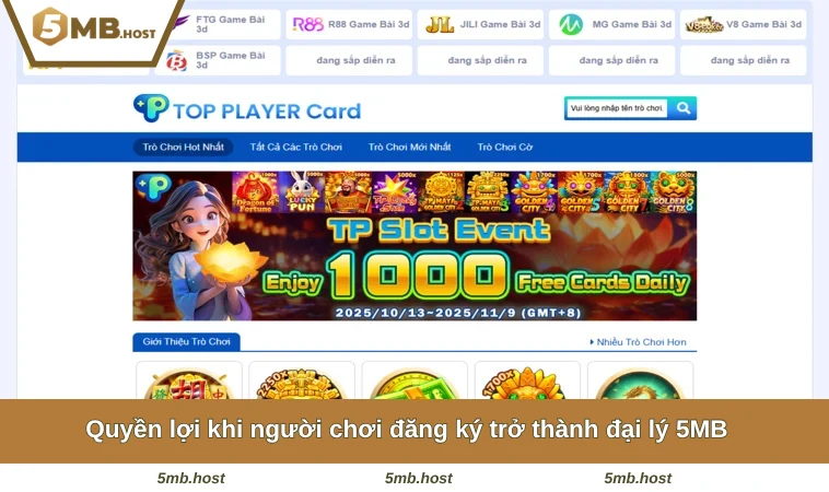 Đại Lý 5MB 2 Quyền lợi khi người chơi đăng ký trở thành đại lý 5MB