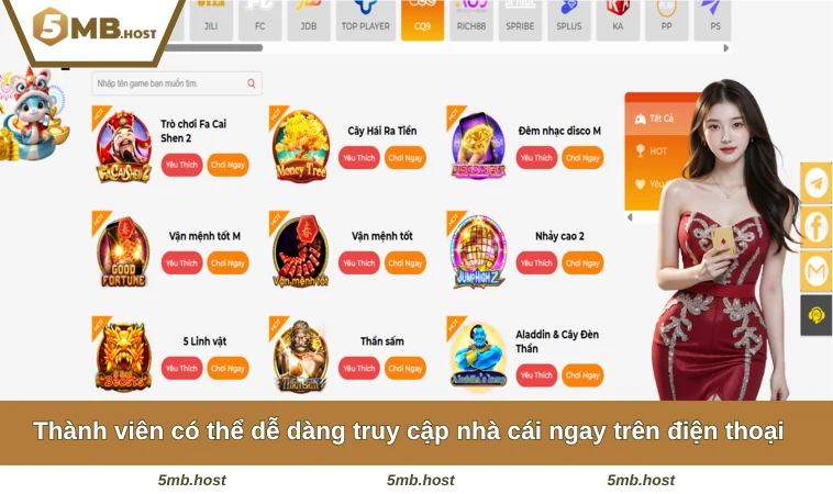 Thành viên có thể dễ dàng truy cập nhà cái ngay trên điện thoại