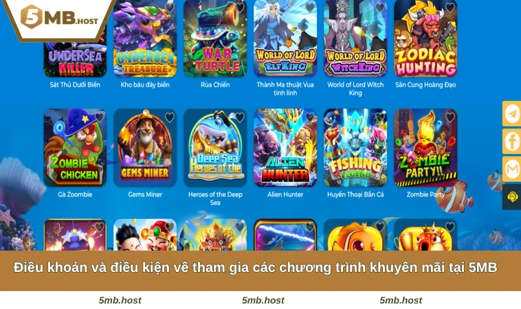 Điều khoản và điều kiện về tham gia các chương trình khuyến mãi tại 5MB