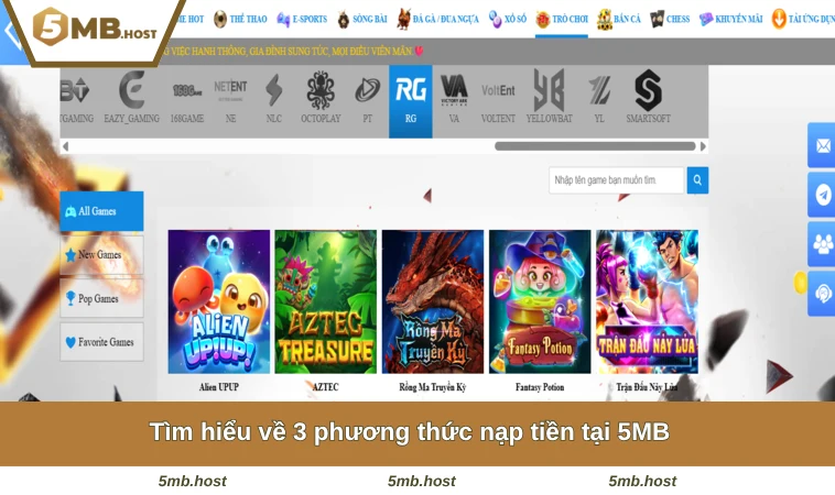 Tìm hiểu về 3 phương thức nạp tiền tại 5MB