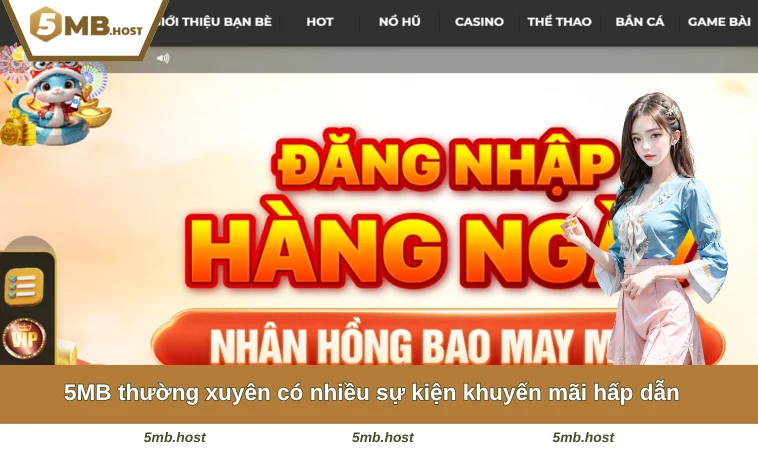 5MB thường xuyên có nhiều sự kiện khuyến mãi hấp dẫn